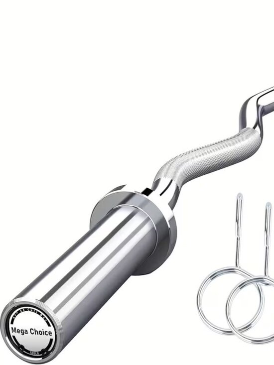 Universal Bar Other - Chrome EZ Curl Barbell Bar, 47" EZ Curl Bar w/ 2 Spring Collars- 500lb capacity